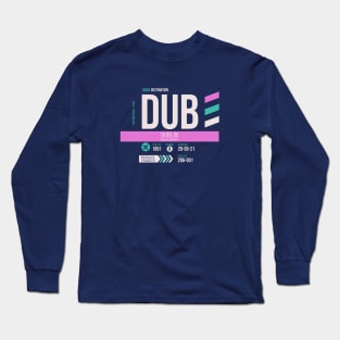 Dublin (DUB) Airport Code Baggage Tag Long Sleeve T-Shirt